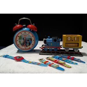 Thomas & Friends Room Decor Set: Clock, Ceramic Calendar & Watch Bundle